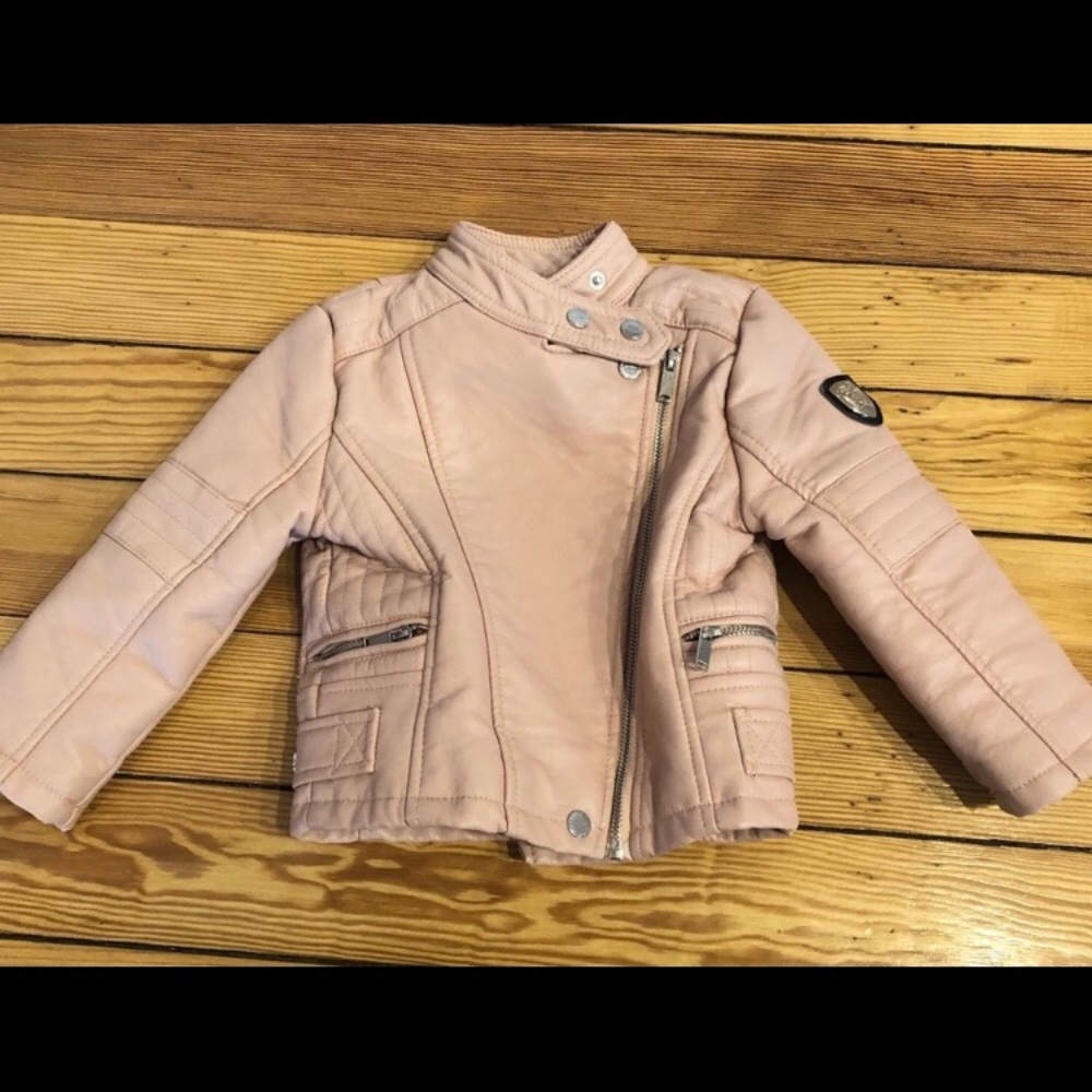 Vegan leather jacket | girls 3T light pink